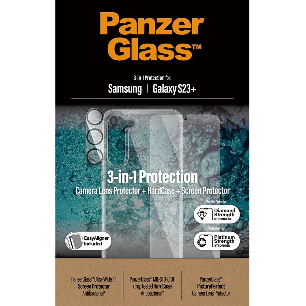 Panzerglass™ 3-in-1 Schutz-Set für Samsung Galaxy S23 Plus