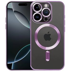 Schutzhülle für iPhone 16 Pro Max Hülle mit Kameraschutz Lila MagSafe Kompatibel Case Transparent