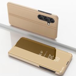 Spiegel Hülle für Samsung Galaxy S25 Handytasche Gold