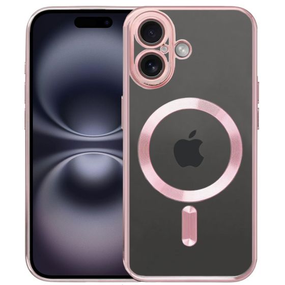 Schutzhülle für iPhone 16 Hülle mit Kameraschutz Rosa MagSafe Kompatibel Case Transparent