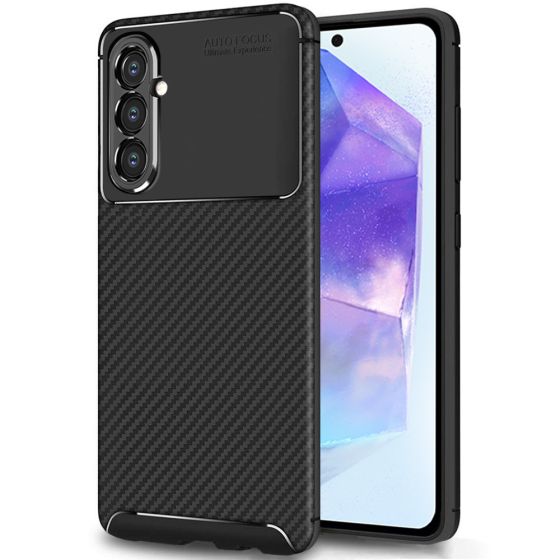 Handyhülle für Samsung Galaxy A55 Case mit Carbon Optik Schwarz